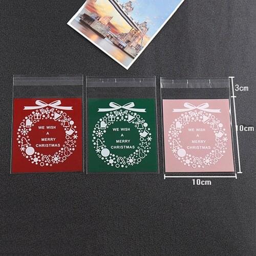 Hot 100pcs/lot Christmas Baking Packaging Bags Merry Christmas Cartoon Snack Candy Bag Cookies Candy Storage Bag