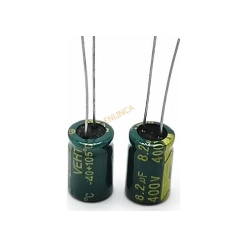12pcs/lot 400V 8.2UF high frequency low impedance 8*12.5mm 20% RADIAL aluminum electrolytic capacitor 8200NF 20