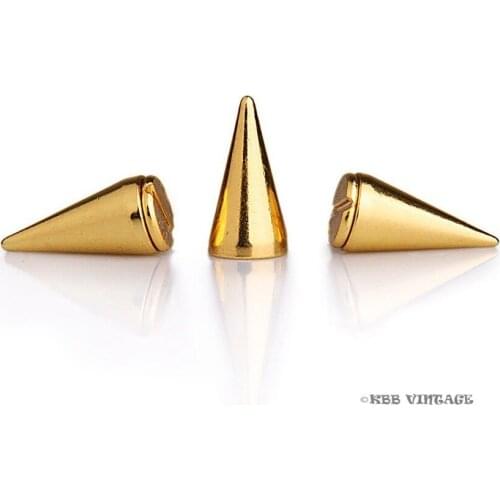 50pc Metal Punk Spikes Gothic Cone Stud Screwback Medium 5/8'' Gold