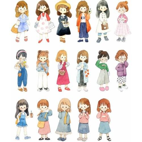 ZFPARTY 51pcs Girl Paper Stickers for Scrapbooking Planner Junk Bullet Journal Project Craft Supplies