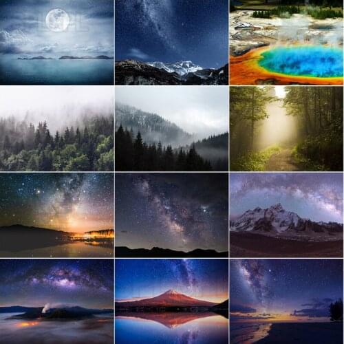 5D Diamond Painting Landscape Fantasy Starry Sky Volcano Sea Mist Forest Snowy Mountain Bedroom Restaurant Kitchen Poster