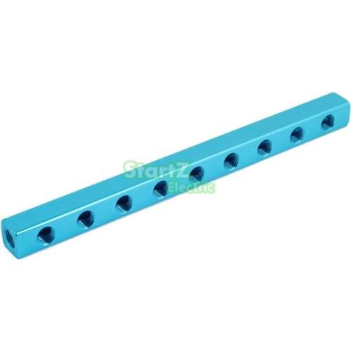 1/4" PT Thread 9 Way Quick Connector Air Hose Manifold Block Splitter Blue
