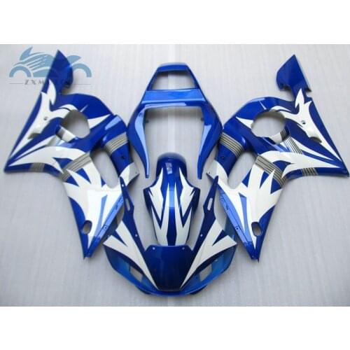 Free Custom fairings kit for YAMAHA R6 YZFR6 1998 1999 2001 2002 YZF R6 98-02 ABS plastic fairing kits blue white body kits EB49