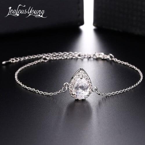 Fashion Water Drop Zircon Chain Link Bracelet Silver Color Bracelets & Bangles for Women Gift Charm Bracelet Jewelry Accessories