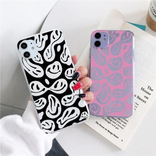 Case For Xiaomi Redmi Mi Note 9T 9 9S 8 8T 7 6 5 10 10T Pro Max 11 Lite Poco M3 X3 F3 CC9E 9C NFC Smiley Pattern Clear Cover Bag