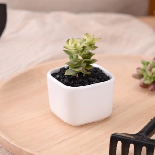Flower Pot Mini Simple White Creative Desktop Flowerpot Succulent Ceramic Rounded Corners Square Potted Flower Pot Office Decor