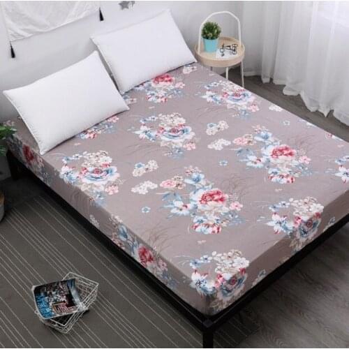 New Printing Fitted Sheet Mattress Cover Bed Linen With Elastic Band Mattress Protector Pad 100%Polyester King Size Bedding Set