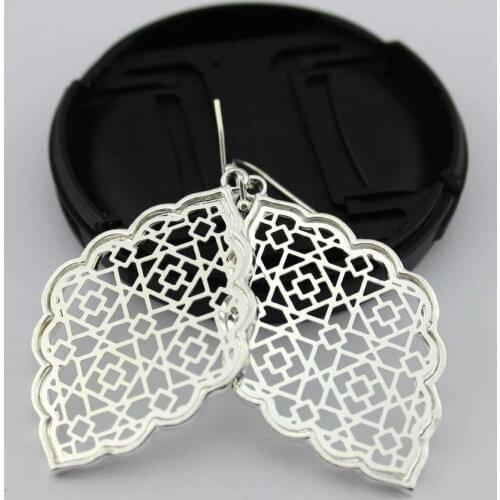 Filigree Moroccan Earrings for Women ZWPON Fashion Geometric Quatrefoil Statement Hollow Out Gold Earrings for Woman Jewelry