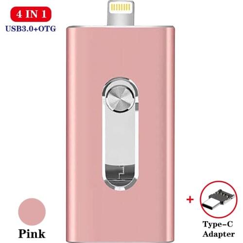 4 in 1 Type-c OTG USB Flash Drive USB Flash 3.0 Pendrive 64GB USB Stick 128GB Memory Stick For iPhone 12 X 11 Android PC 256 GB