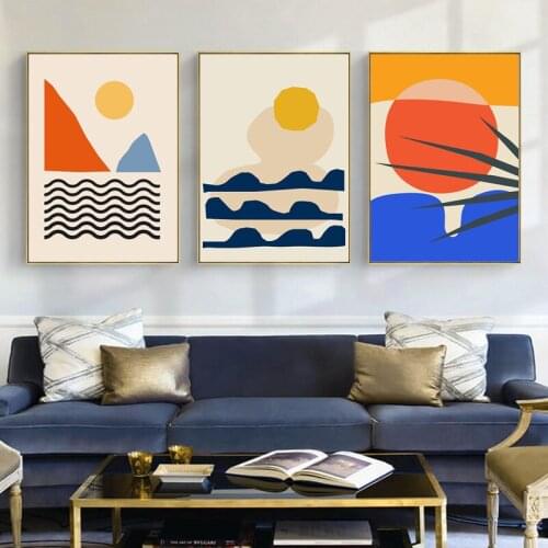 Geometric Abstract Scene Scandinavia Canvas Painting Wall Art Prints Poster Picture for Gallery Living Room Interior Home Decor