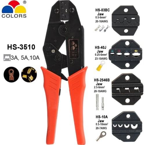 HS-3510 9" Crimping Plier Copper Circular Splice Terminals Cable Lug Wire Open Connector Ratchet Clamp Pliers Tools Set Kits