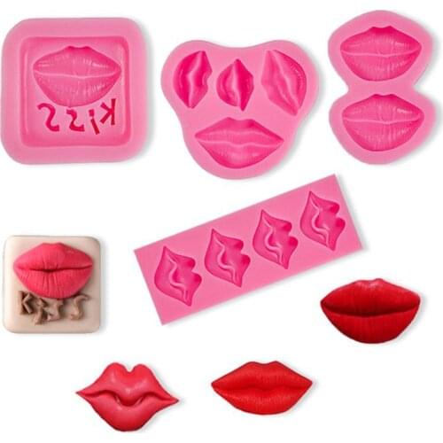 DIY Cake Decorating Tools Handmade Red Lip Fondant Silicone Mold Resin Molds Valentines Day Lip Print Chocolate Baking Mold