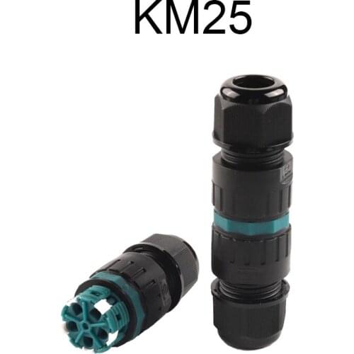 IP68 5 Pin Fast Outdoor Waterproof Wire Connector KM25 Conductor Cable Plug Straight Push-in Terminal block With Lever Connector