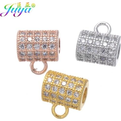 Beading Jewelry Perles Supplies Pave Zircon Big Hole Crystal Bail Charm Spacer Beads For Natural Stones Beadwork Jewelry Making