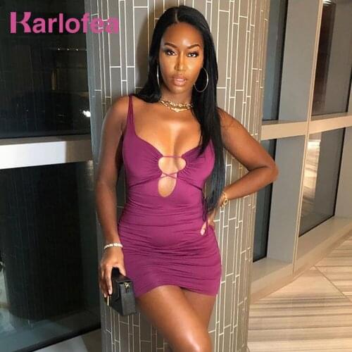 Karlofea Jersey 2 Layers Bodycon Ruched Dress Lady Nightclub Date Outfits Sexy Short Dress Hollow Out Lace Up Party Dresses 2020