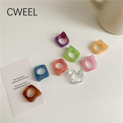 Blue Resin Acrylic Ring for Women Engagement Fashion Luxury Vintage Wedding Party Ring Trend Transparent Bohemian Accessories