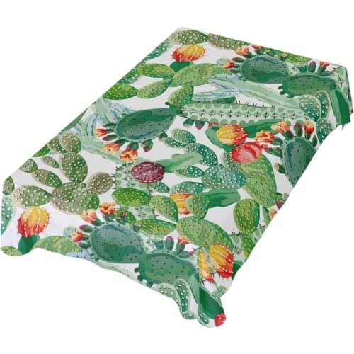 Green Cactus Pattern Print Table Cloth for Dining Kitchen Parties