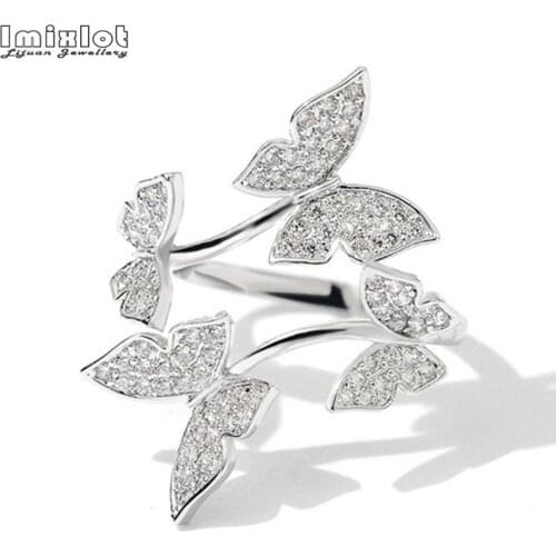 New Hot Crystal Butterfly Adjustable Finger Rings for Women Wedding Engagement Ring Jewelry Birthday Gift