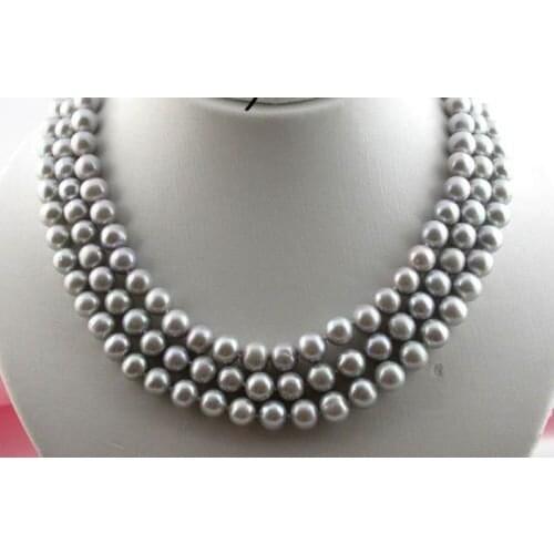 NEW 50" AAA 9-10MM ROUND SOUTH SEA GENUINE GRAY PEARL NECKLACE earring set