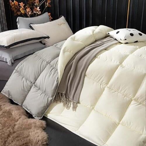 95% White Goose Down Quilted Comforter Solid color Thicken Winter Quilt King Queen Twin Full Size for Home hotel High-end Duvets