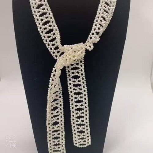 Fashion Women Bowknot Handmade Choker Necklace Real Freshwater Pearl For Wedding