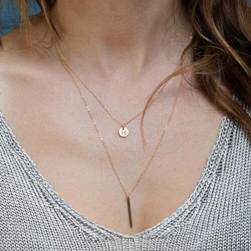 2PCS Stainless Steel Necklace For Women Minimalist Pendant Necklace Women Gold Color Necklace Jewelry
