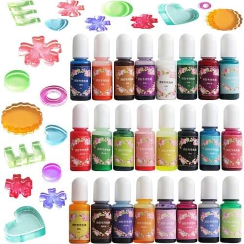 26 Colors 10ml Epoxy Resin Pigment Liquid Epoxy UV Resin Coloring Colorant Dye for DIY Rsein Dyeing Jewelry Making Crafts Art