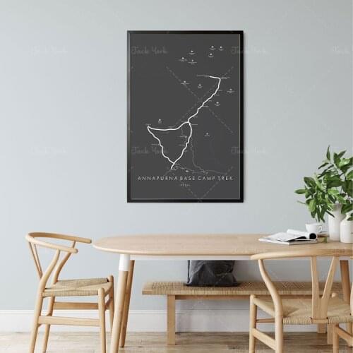 Annapurna Base Camp Trek Poster | Annapurna Base Camp Trek Map | Annapurna Wall Art | Nepal Hiking | Himalayas | Trail Map Art