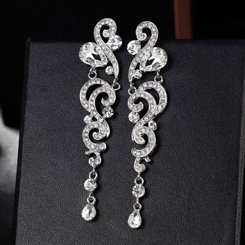 Luxury Crystal Zircon Long Drop Earrings for Women Bridal Earrings Fashion Wedding Jewelry Accessories Gift BA153