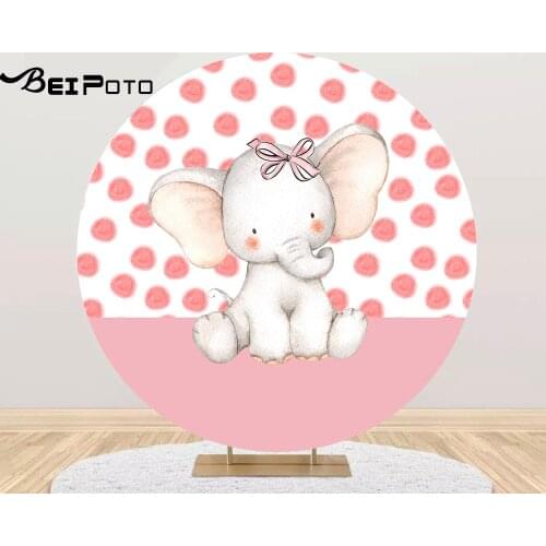 Pink girl baby shower backdrop watercolor cute elephant birthday Party decor photo studio table Covers poster YY-644