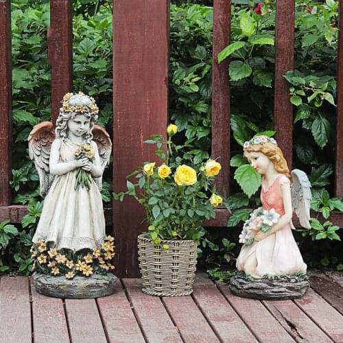 Hand painted angel statue garden courtyard landscape furnishings home creative outdoor balcony decoration