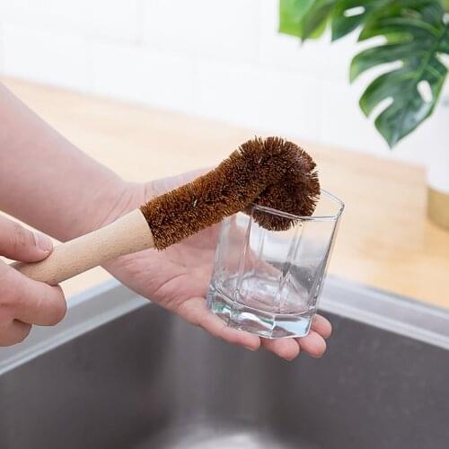 Cup Brush Wood Handle Long Handle Kitchen Cleaning Glass Cup Brush Washing Coffee Cup Pot Brush Cleaning Tools