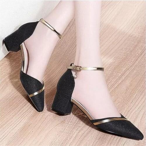 Heels Women Pumps Luxury Brand Designer Sequins High Heels Shoes Woman 5cm Gold Heels Pointed Toe Lace Pumps Shoes