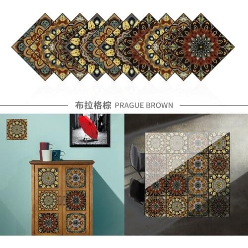 Mediterranean Style Furniture Decoration Pvc Self Adhesive Removable Waterproof Bathroom Kitchen Oil Repellent Tile Wall Sticker