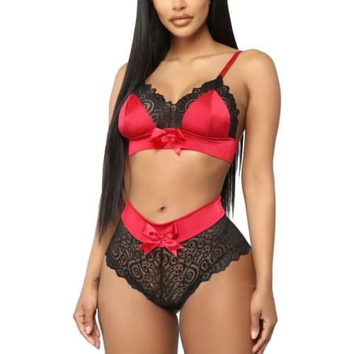Ladies Sexy Lingerie Temptation Womens Two-Piece Underwear Sexy Lace Bra Panty Set Erotic Lingerie Baby Dolls Sex Lenceria Hot