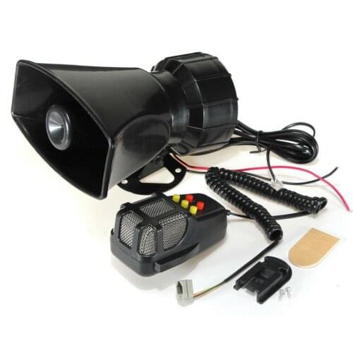 100W 12V Car Alarm Loud Speaker PA Siren Horn MIC Emergency Microphone 5 Sound