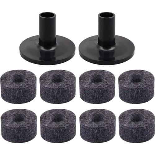 8PCS Cymbal Stand 25mm Felt Washer + 2PCS Cymbal Sleeves Replacement for Shelf Drum Kit