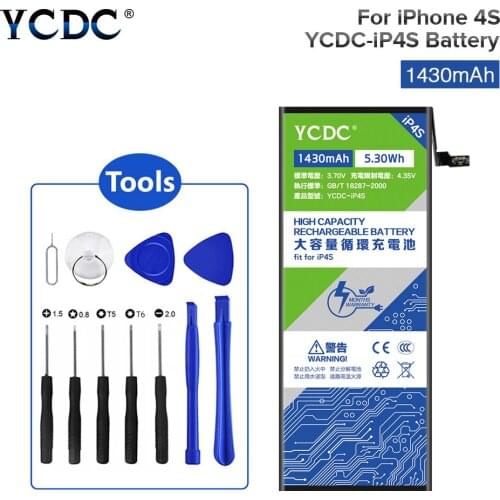 YCDC 3.7V 1430mAh battery for iphone 4s Li-ion Internal Battery Replacement battery for iPhone 4s 4Gs iPhone4S With Repair Tools