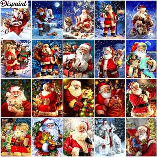 Dispaint Diamond painting "Santa Claus scenery" Full Square/Round Drill Wall Decor Inlaid Resin Embroidery Craft Cross stitch