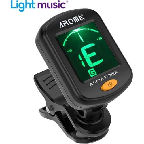 AROMA AT-01A Guitar Tuner Rotatable Clip-on Tuner LCD Display for Chromatic Acoustic Guitar Bass Ukulele Guitar Accessories