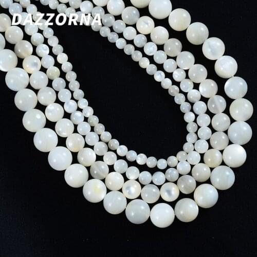 4/6/7/9mm Natural White Mother Of Pearl Beads Charms Round Shell Loose Spacer Beads For Jewelry Making DIY Bracelet Accessories