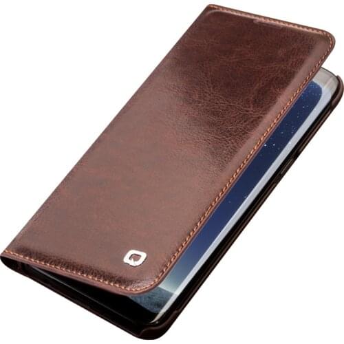 QIALINO Genuine Leather Flip Case for Samsung Galaxy S8 Bag Wallet Ultra Thin Phone Cover for Galaxy S8 Plus for 5.8/6.2 inch