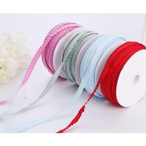 10mm Candy Color Stretch Ruffled Ribbing Fabric DIY Bracelet Headdress Gift Box Bow Clothing Accessories Material 50Yards/roll