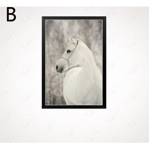 HAOCHU Nordic White Horse Modern Simple Painting Background Wall Art Photography Living Room Home Decoration Canvas Painting