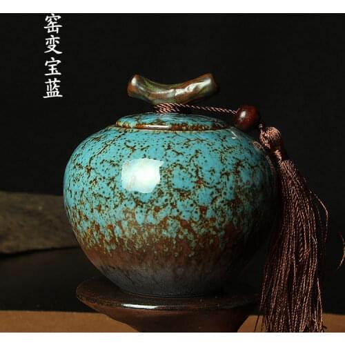 Ceramic tea pot, Jun kiln, sealed storage tank, exquisite Mini tea caddy, pottery tea jar, special food tank