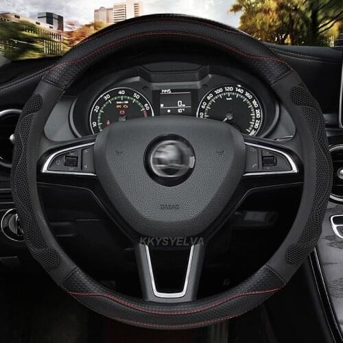 Microfiber Leather 38CM Car Steering Wheel Cover for Skoda Octavia A5 A7 Rapid Spaceback Fabia Kodiaq Superb YETI Karoq Kamiq