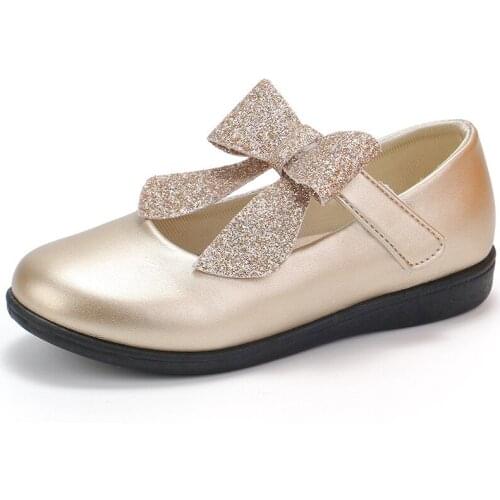 Girls Leather Shoes For Children Wedding Dress Princess School Shoes Kids Summer Bow-knot Black Student Sandals Korean Fashion