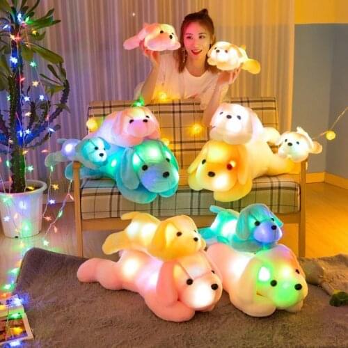 80cm Length Creative Night Light LED Lovely Dog Stuffed and Plush Toys Best Gifts for Kids and Girl Friends