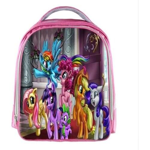 My Little Pony Girls Backpack Cartoon Printing Rainbow Rocks School Bags for Girls Bookbag Kids Gift Customized Name Free