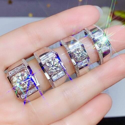 Mens rings wedding rings for couples big silver rings 925 sterling silver mens ring diamond rings for men Moissanite